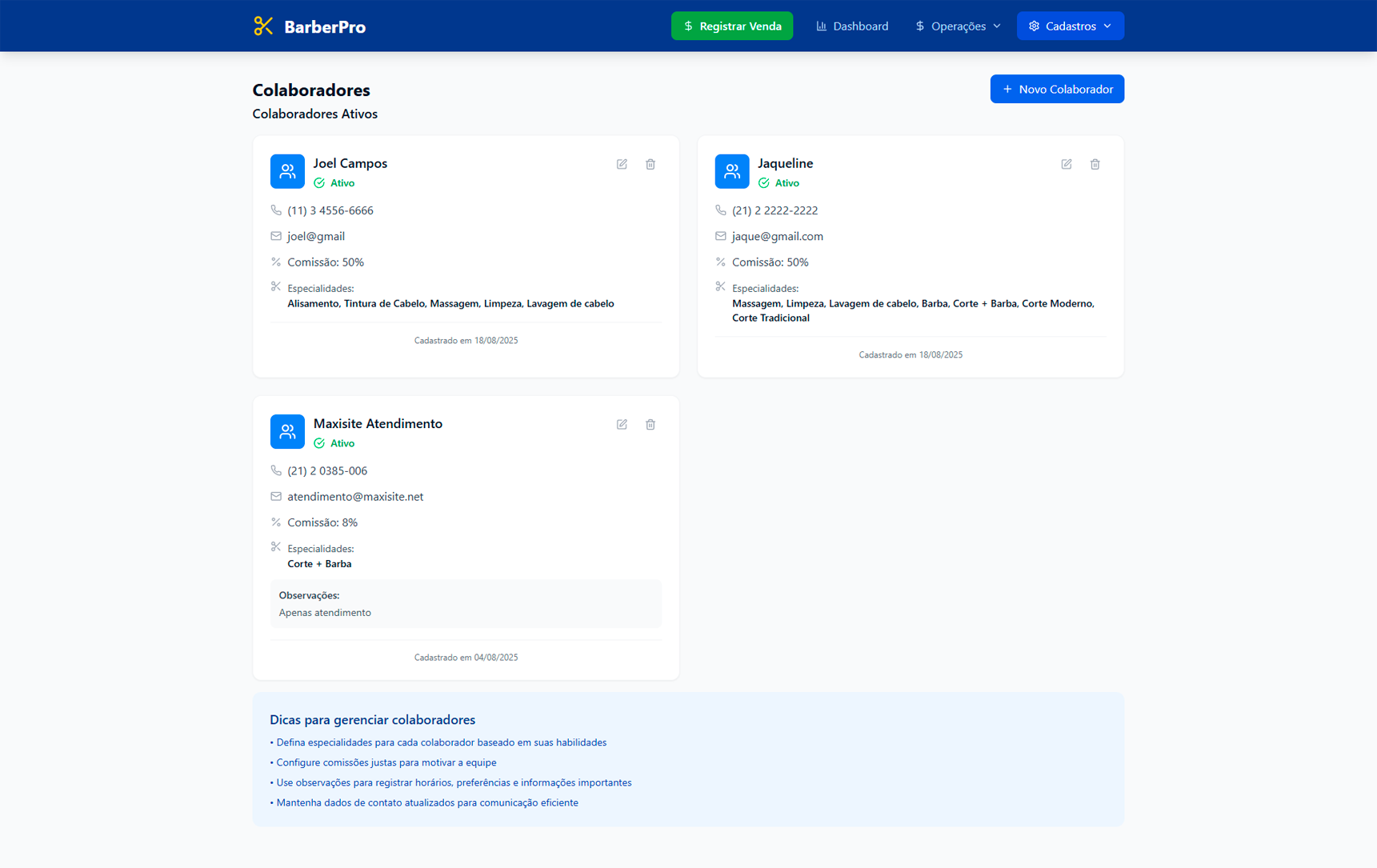 Gestão de Colaboradores